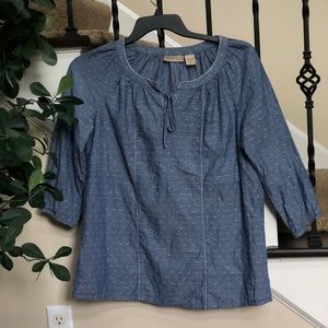 Dark denim blue quarter sleeve blouse